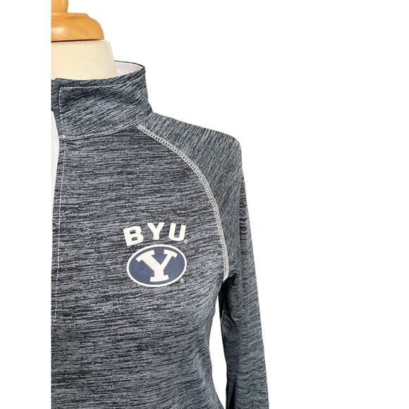BYU Brigham Young Quarter Zip Pullover Long Sleeves Navy Blue Womens Size Medium - Picture 3 of 8